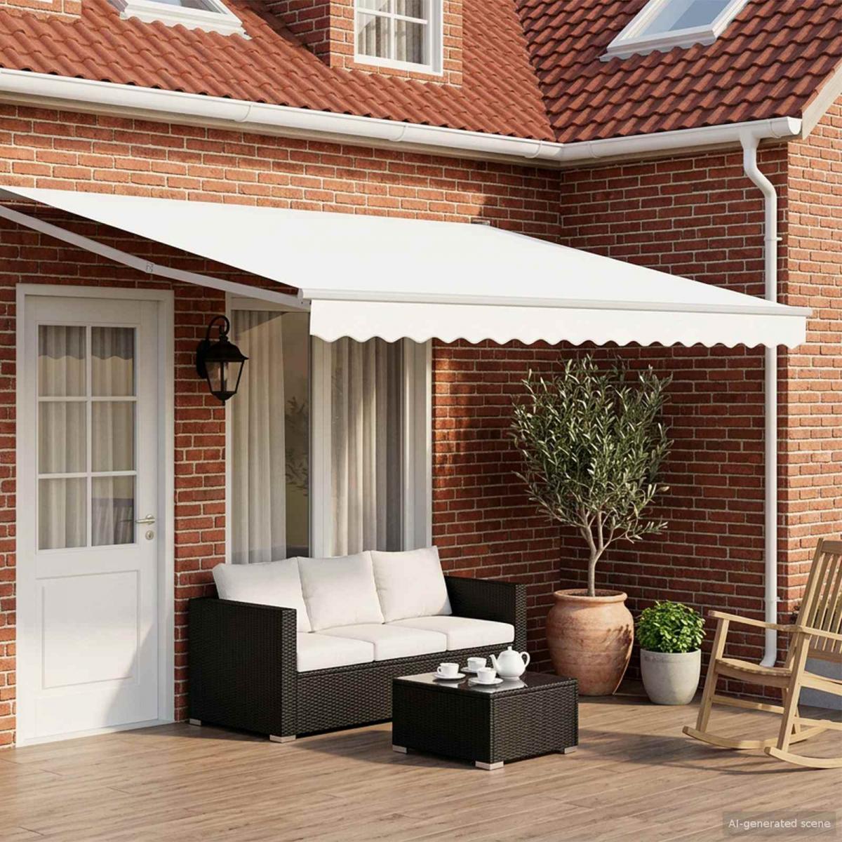 Toldo manual retráctil con LEDs Naranja, Marrón, Blanco 4 x 3 m