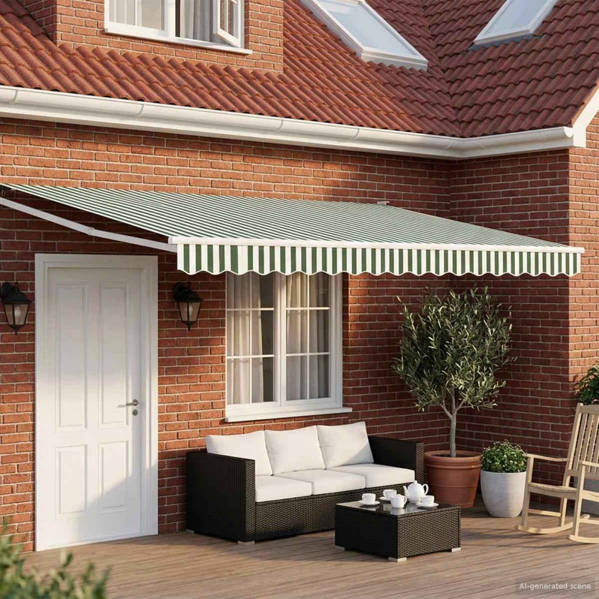 Toldo manual retráctil con LEDs Naranja, Marrón, Blanco 4 x 3 m