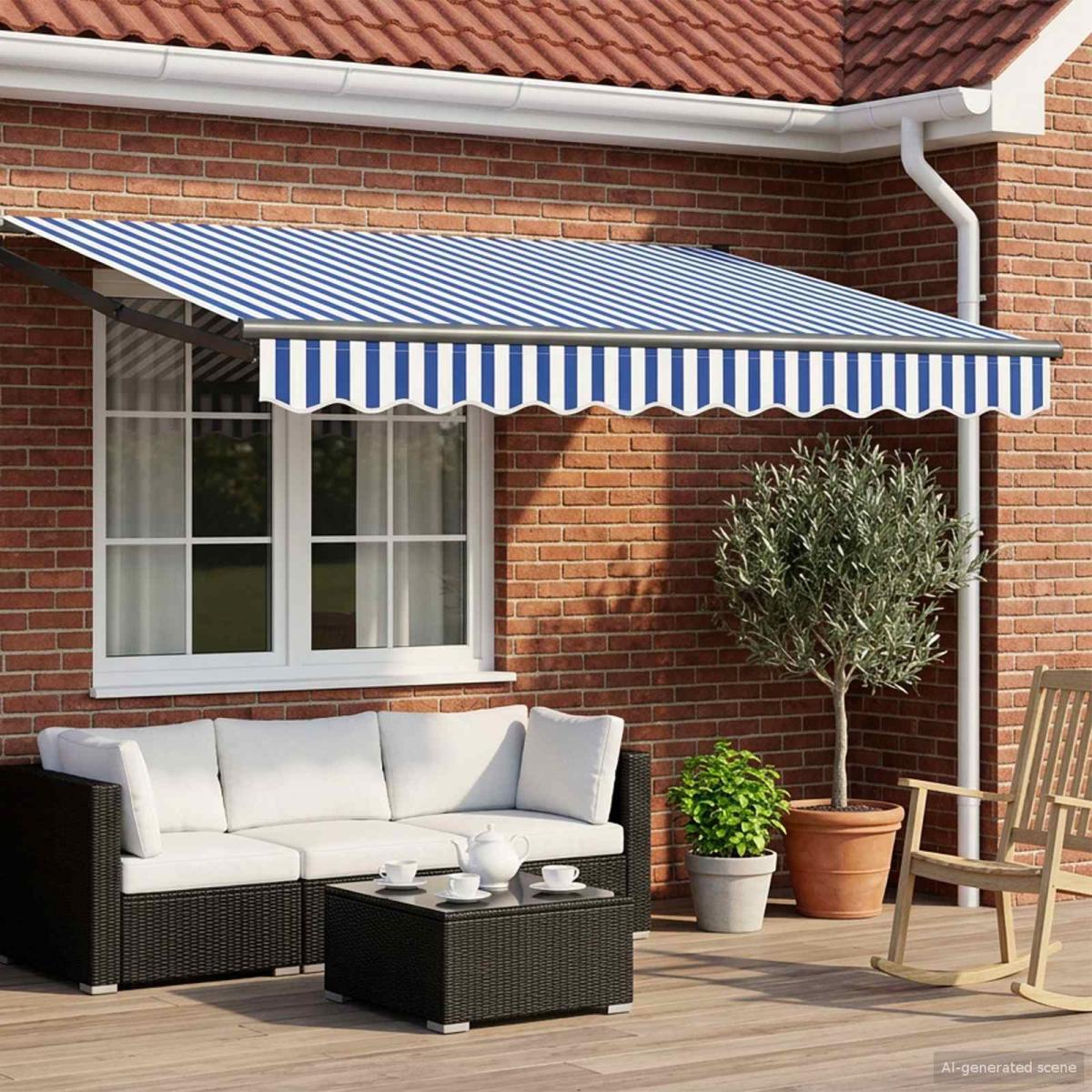Toldo manual retráctil con LEDs Borgoña y Antracita 3,5 x 2 m