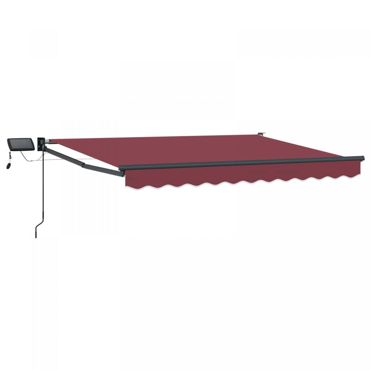 Toldo manual retráctil con LEDs Borgoña y Antracita 3,5 x 2 m