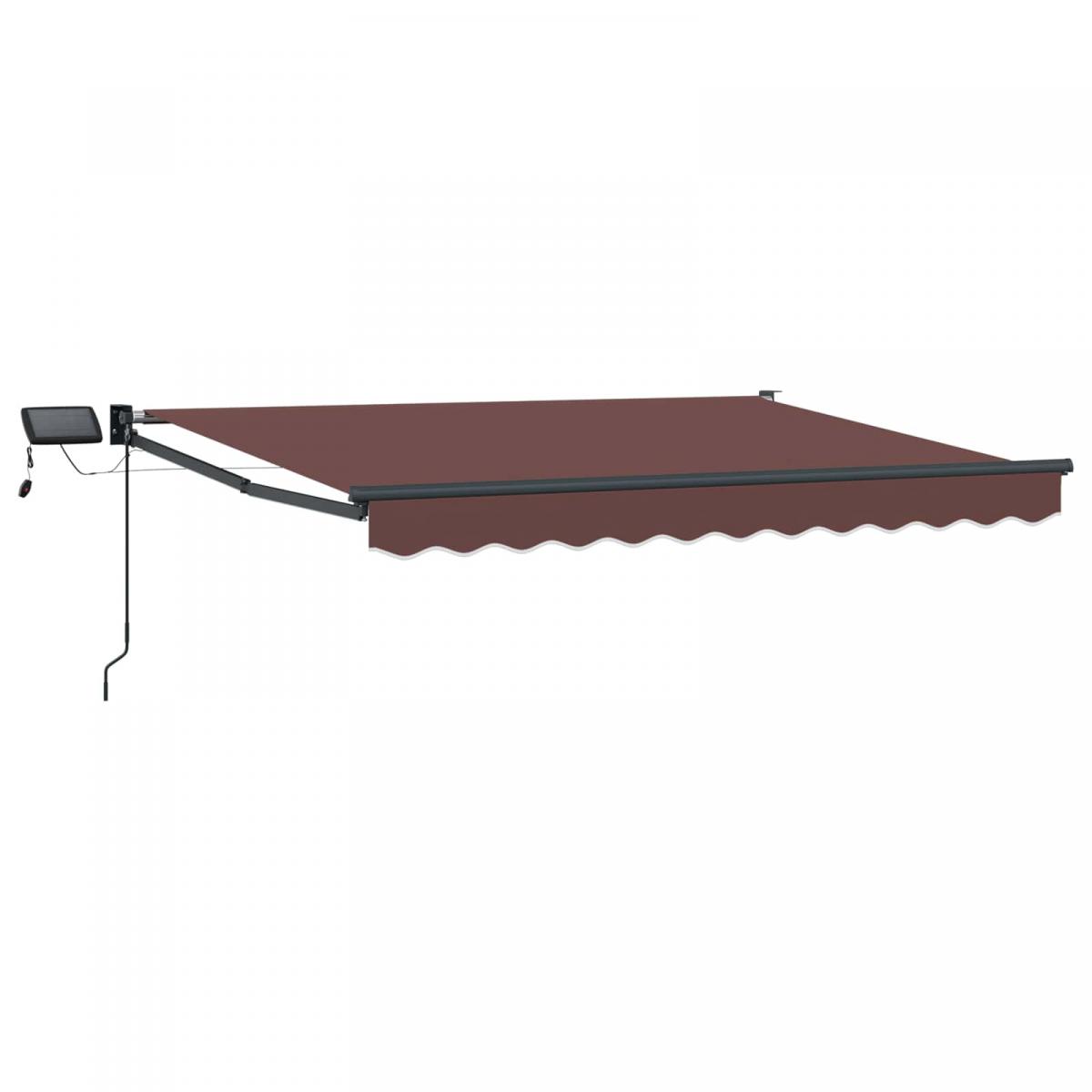 Toldo manual retráctil con LEDs Borgoña y Antracita 3,5 x 2 m