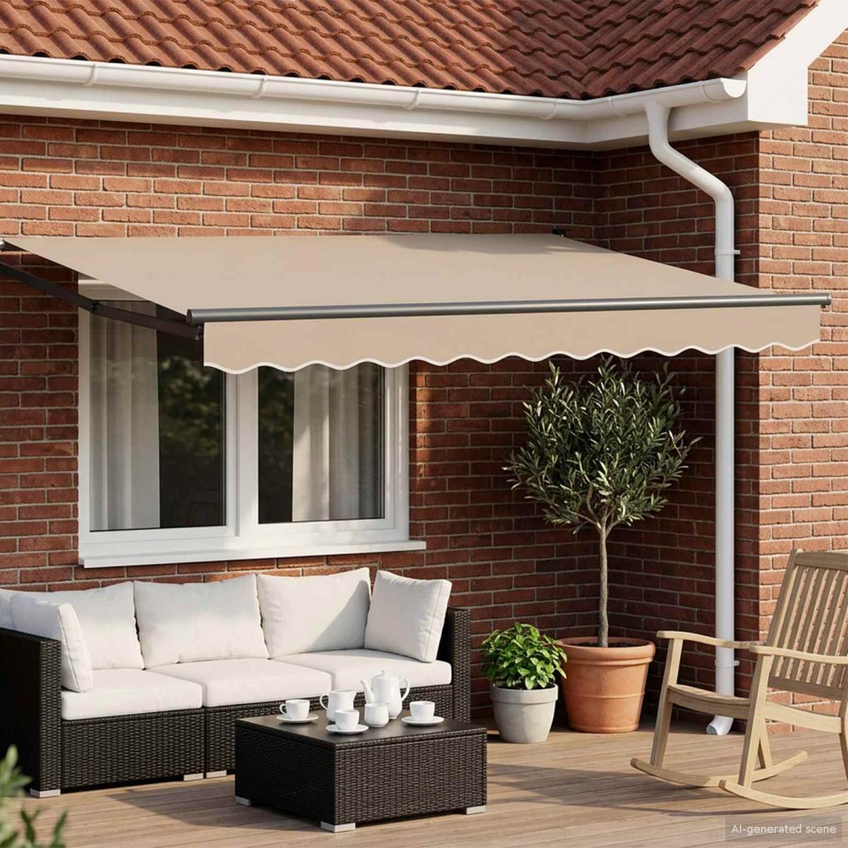 Toldo manual retráctil con LEDs Borgoña y Antracita 3,5 x 2 m