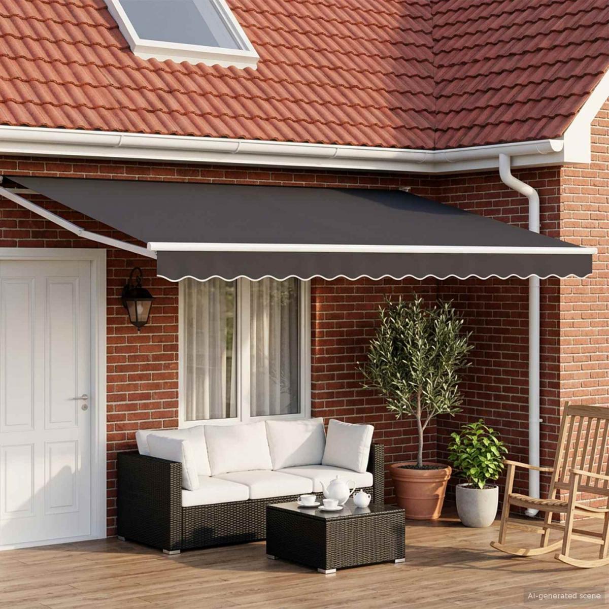 Toldo Retráctil Eléctrico Amarillo y blanco 4 x 2 m