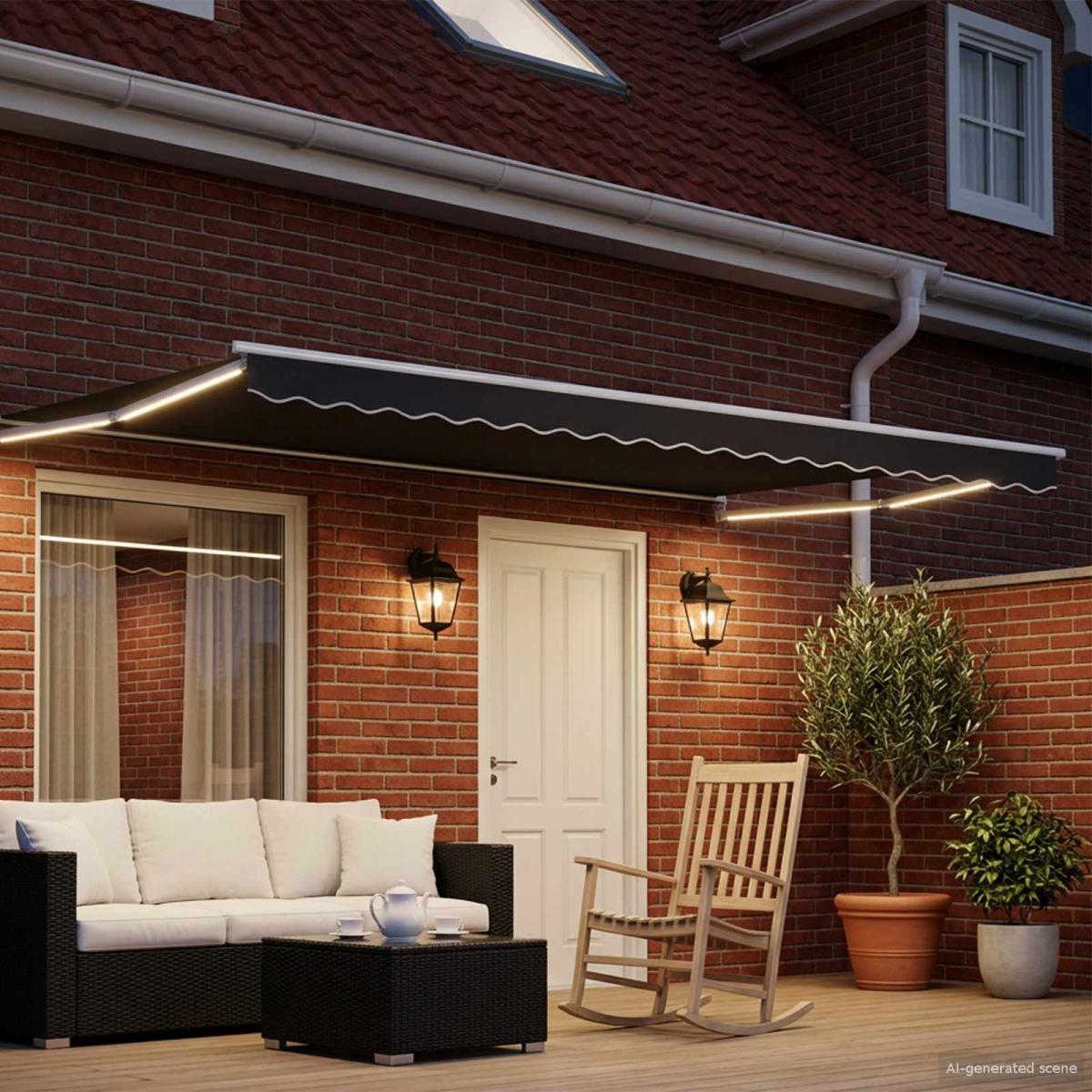 Toldo Retráctil Eléctrico Amarillo y blanco 4 x 2 m