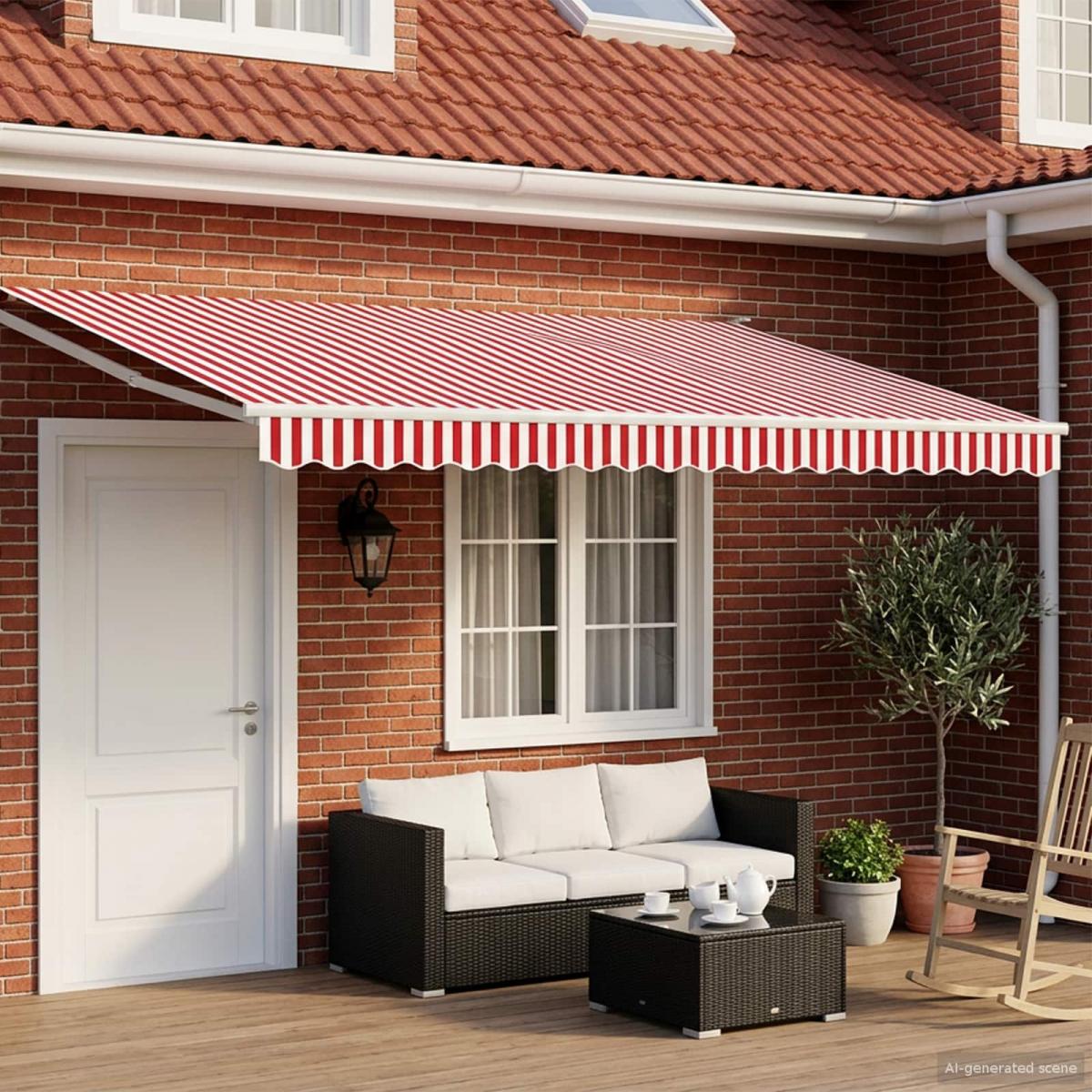 Toldo Retráctil Eléctrico Naranja, Negro y Blanco 5 x 3 m