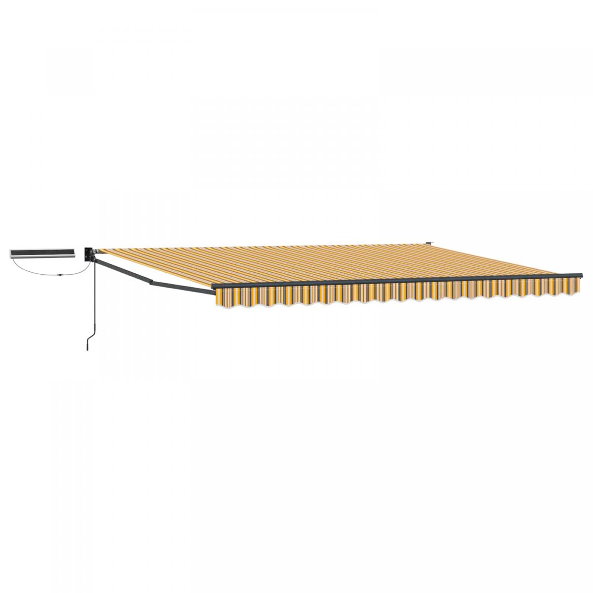 Toldo solar eléctrico 5 x 3 m Rayas amarillas, grises y blancas