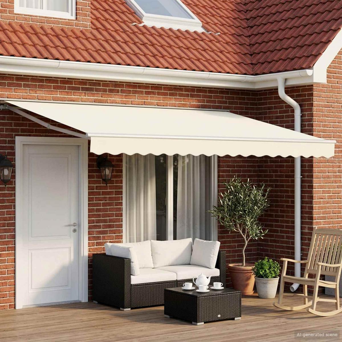 Toldo retráctil manual Naranja, Negro y Amarillo 5 x 3,5 m