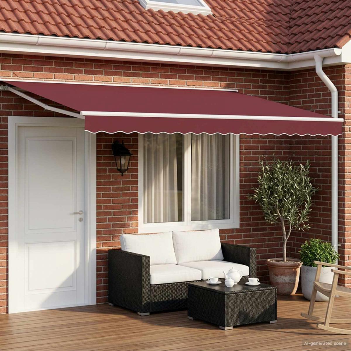 Toldo retráctil manual Naranja, Negro y Amarillo 5 x 3,5 m