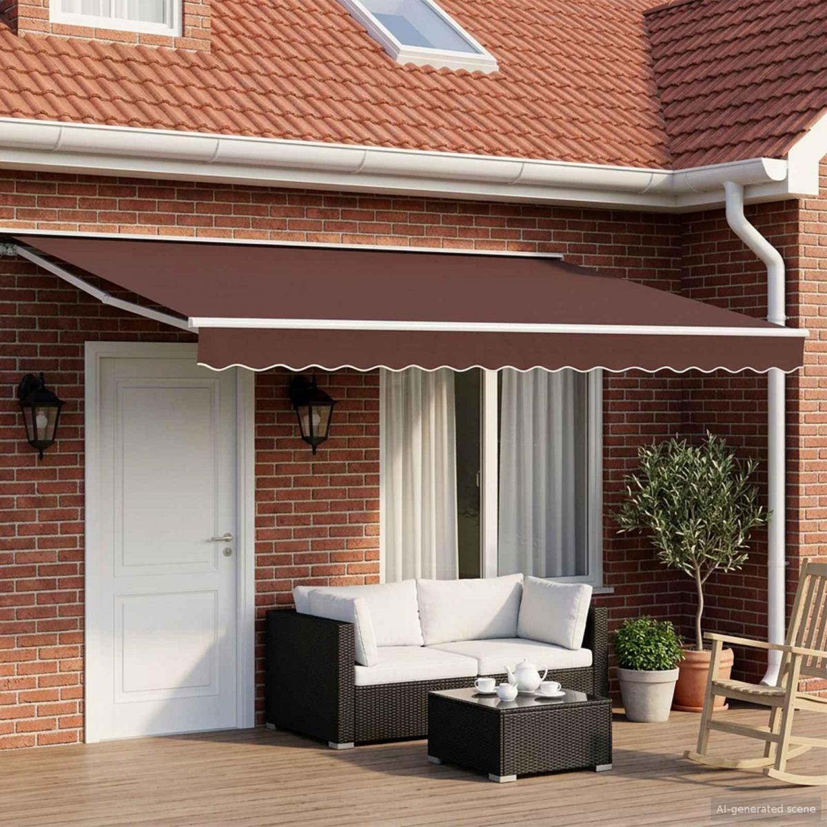 Toldo retráctil manual Naranja, Negro y Amarillo 5 x 3,5 m