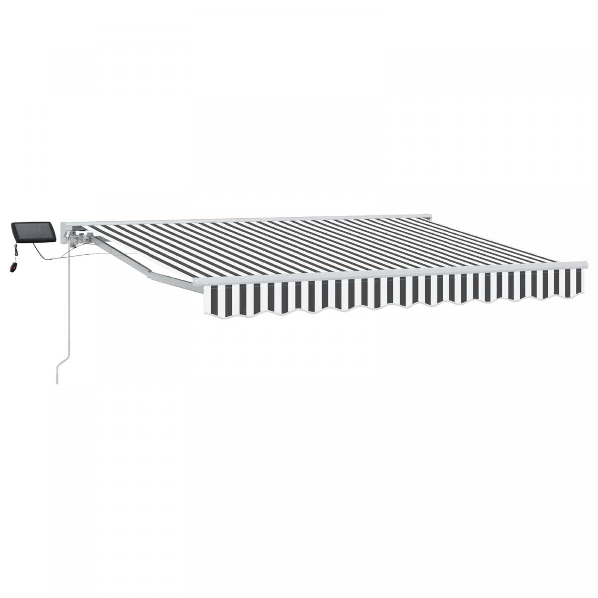 Armazón de toldo manual con LEDs Marrón y blanco 3,5 x 2 m