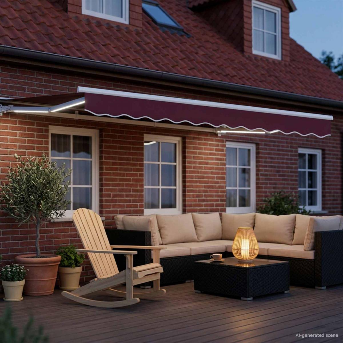 Armazón de toldo manual con LEDs Gris claro y blanco. 3 x 2,5 m