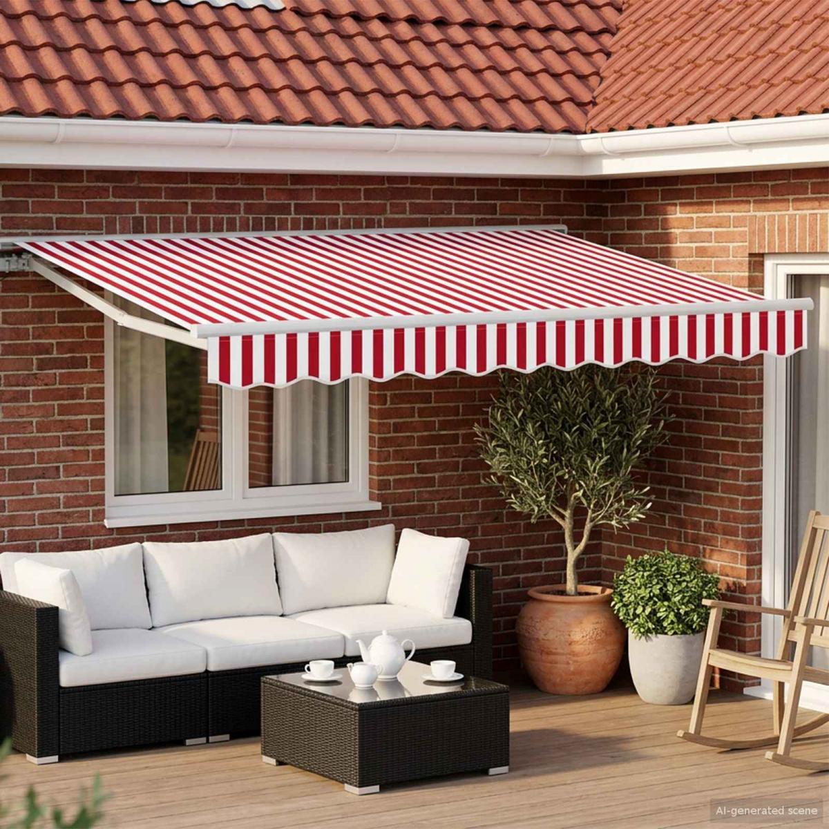 Armazón de toldo manual con LEDs Gris claro y blanco. 3 x 2,5 m
