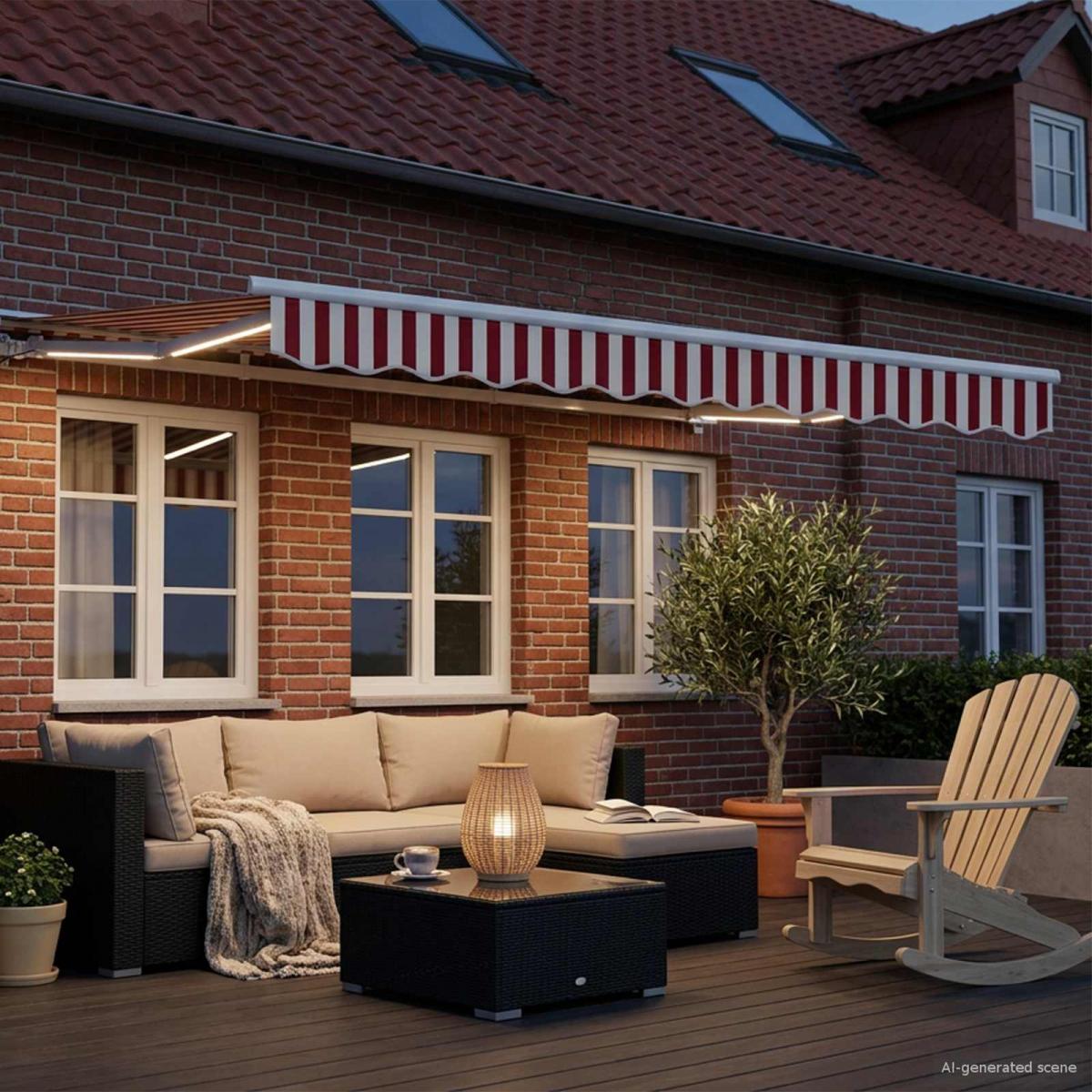 Armazón de toldo manual con LEDs Gris claro y blanco. 3 x 2,5 m