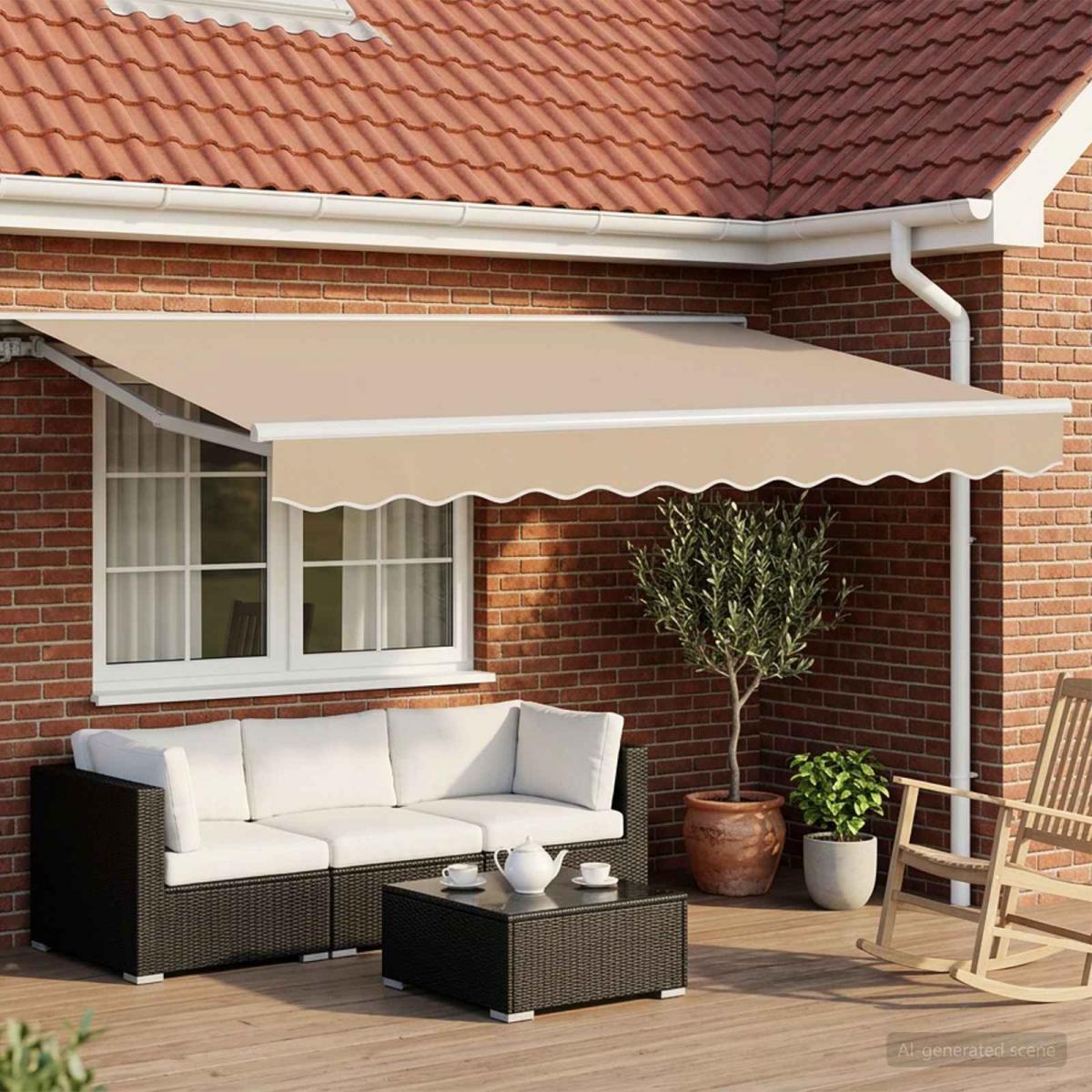 Armazón de toldo manual con LEDs Gris claro y blanco. 3 x 2,5 m
