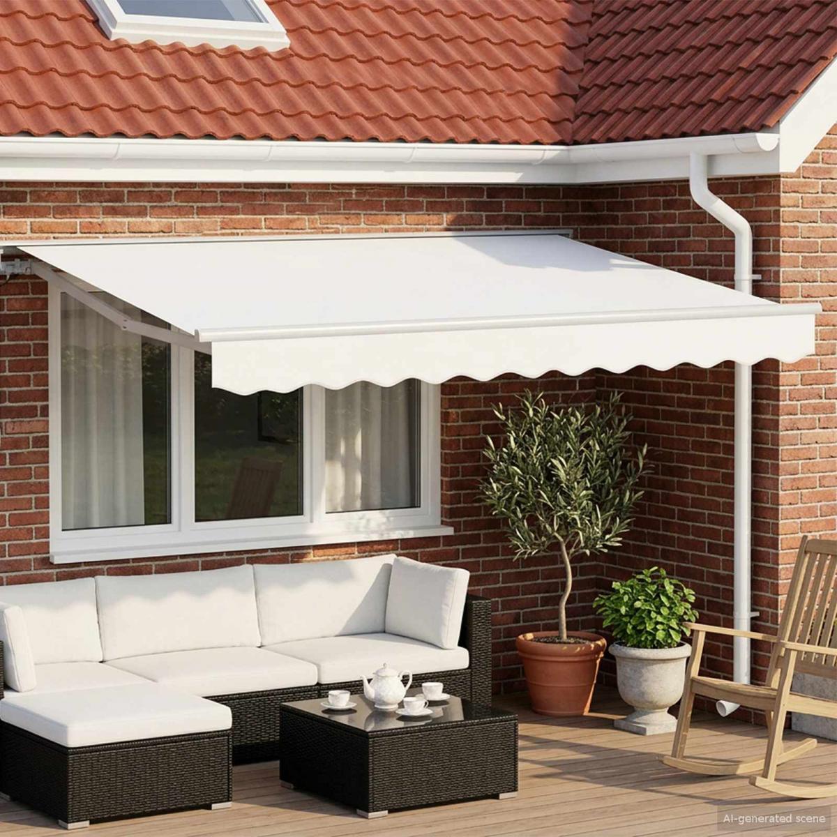 Armazón de toldo manual con LEDs Gris claro y blanco. 3 x 2,5 m
