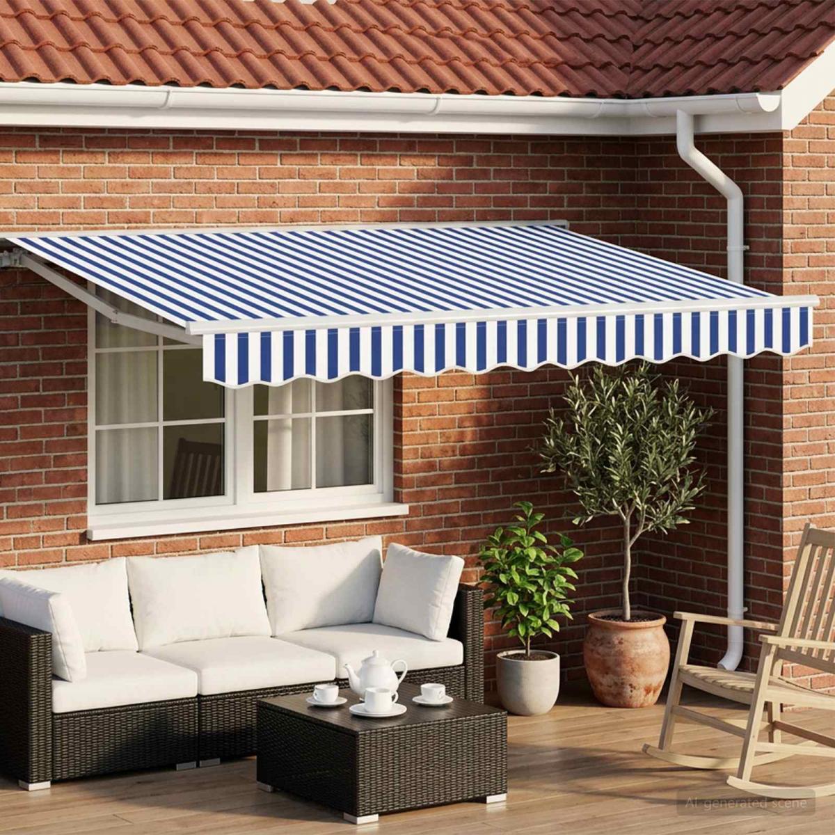 Armazón de toldo manual con LEDs Borgoña y Blanco 3,5 x 2,5 m