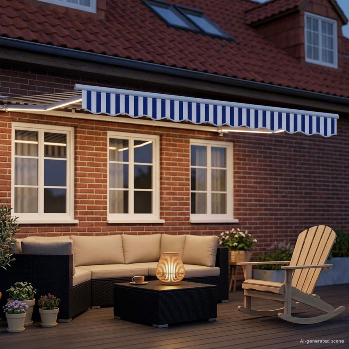 Armazón de toldo manual con LEDs Borgoña y Blanco 3,5 x 2,5 m