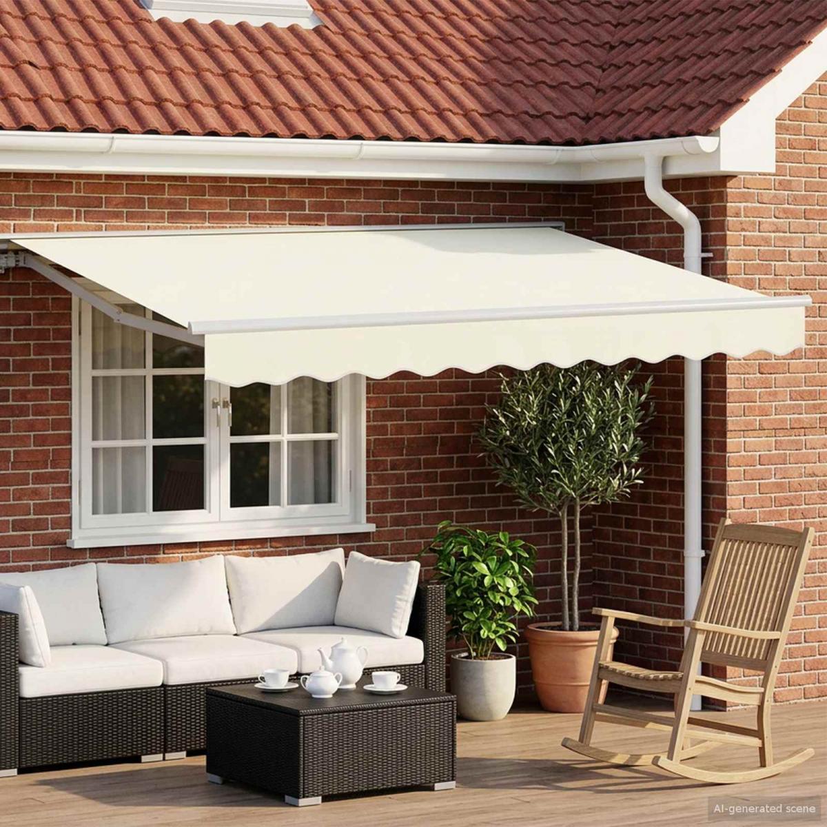 Armazón de toldo manual con LEDs Borgoña y Blanco 3,5 x 2,5 m