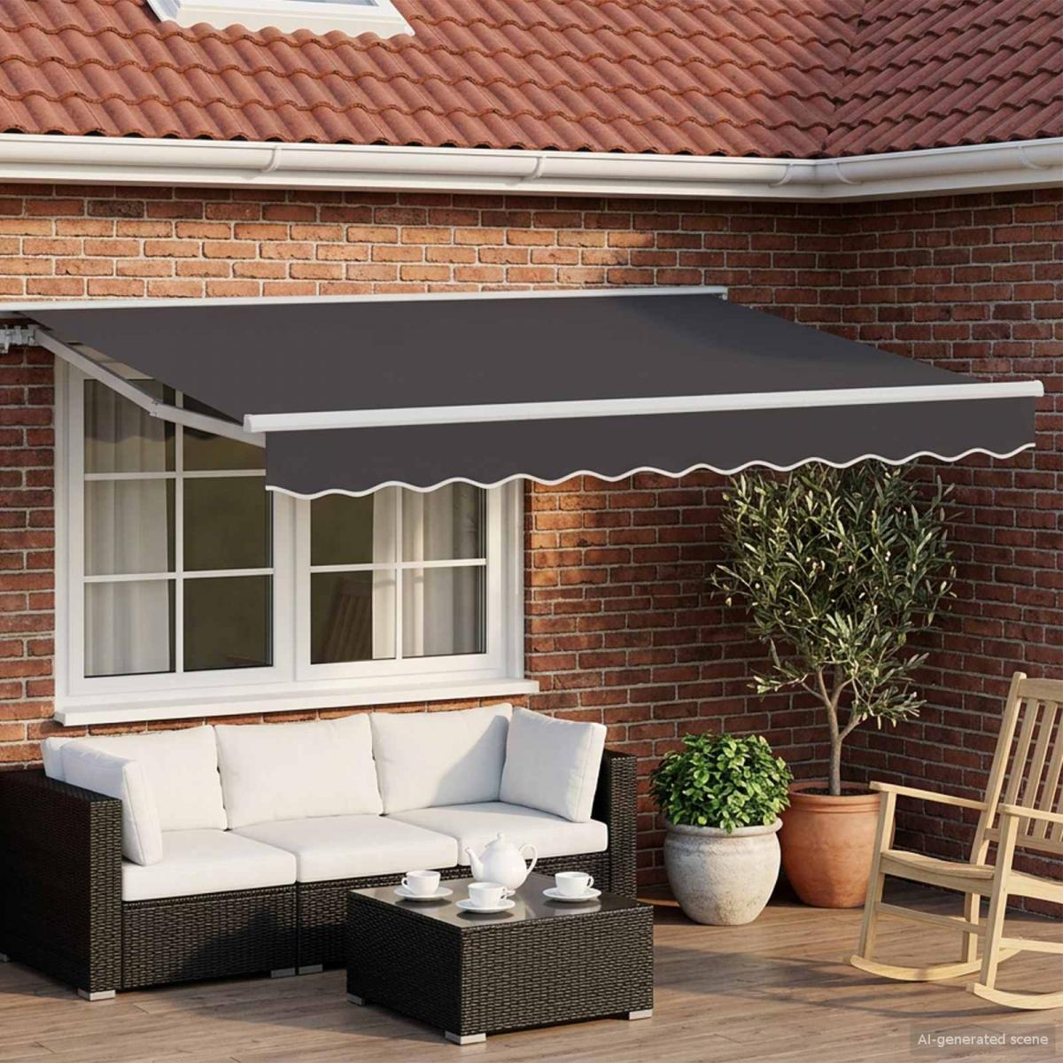 Armazón de toldo manual con LEDs Borgoña y Blanco 3,5 x 2,5 m