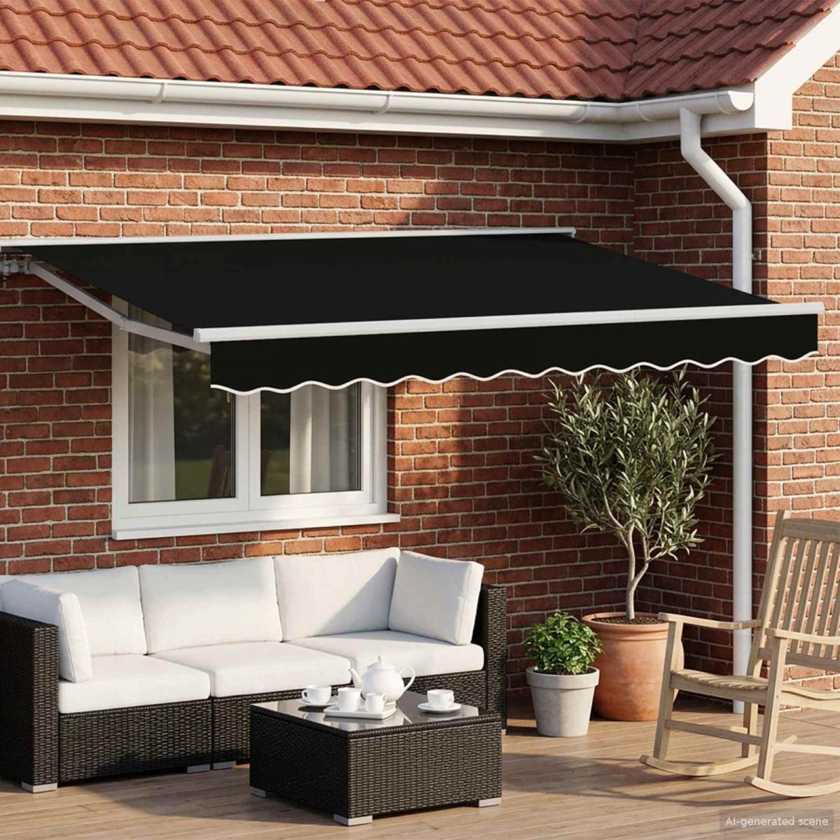 Armazón de toldo manual con LEDs Borgoña y Blanco 3,5 x 2,5 m