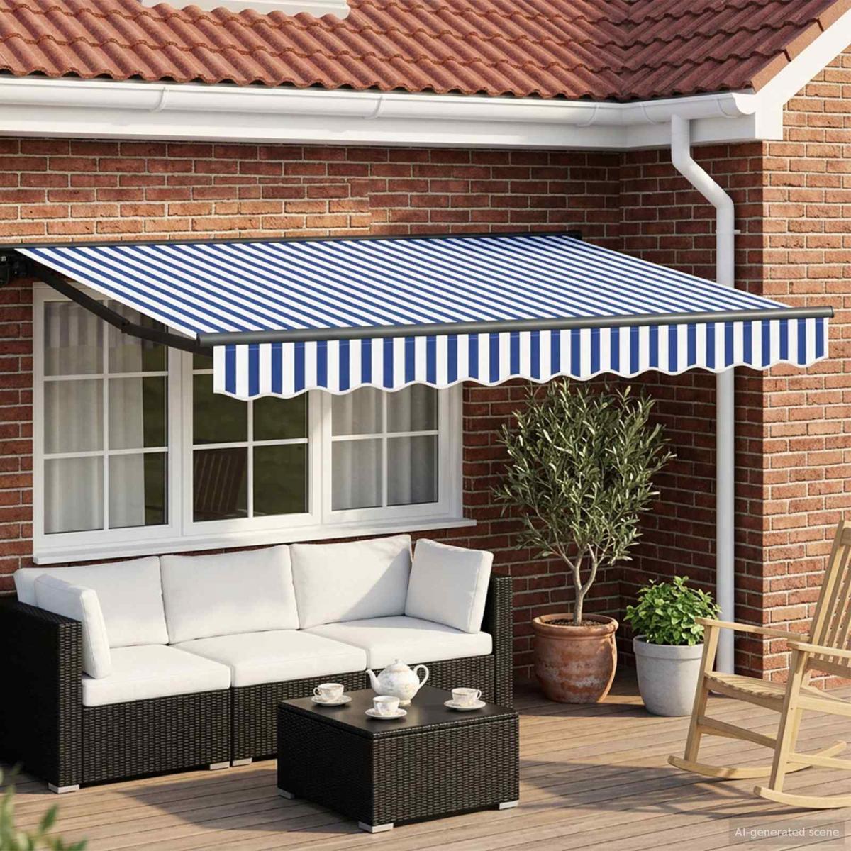 Armazón de toldo manual con LEDs Gris claro y blanco. 3 x 2,5 m