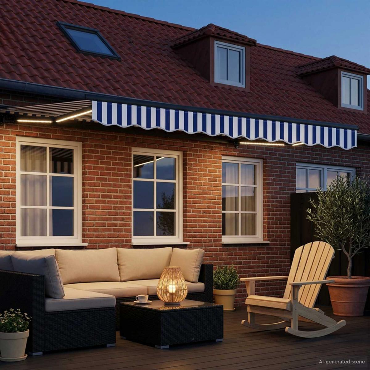Armazón de toldo manual con LEDs Gris claro y blanco. 3 x 2,5 m