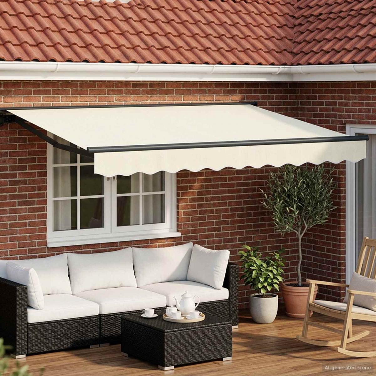 Armazón de toldo manual con LEDs Gris claro y blanco. 3 x 2,5 m