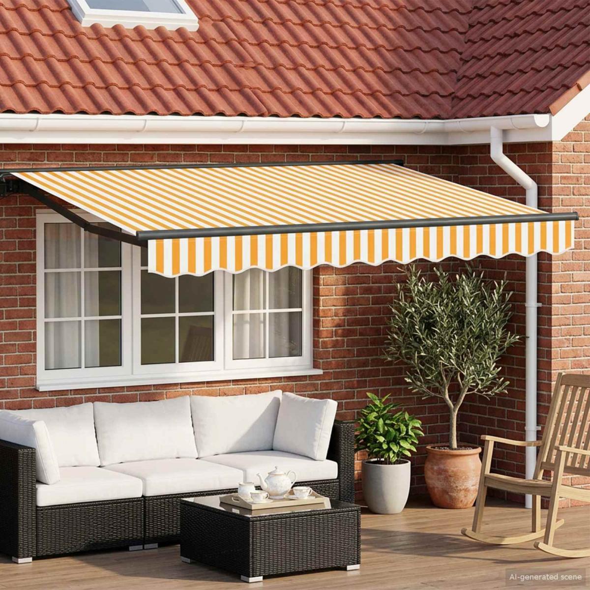 Armazón de toldo manual con LEDs Gris claro y blanco. 3 x 2,5 m