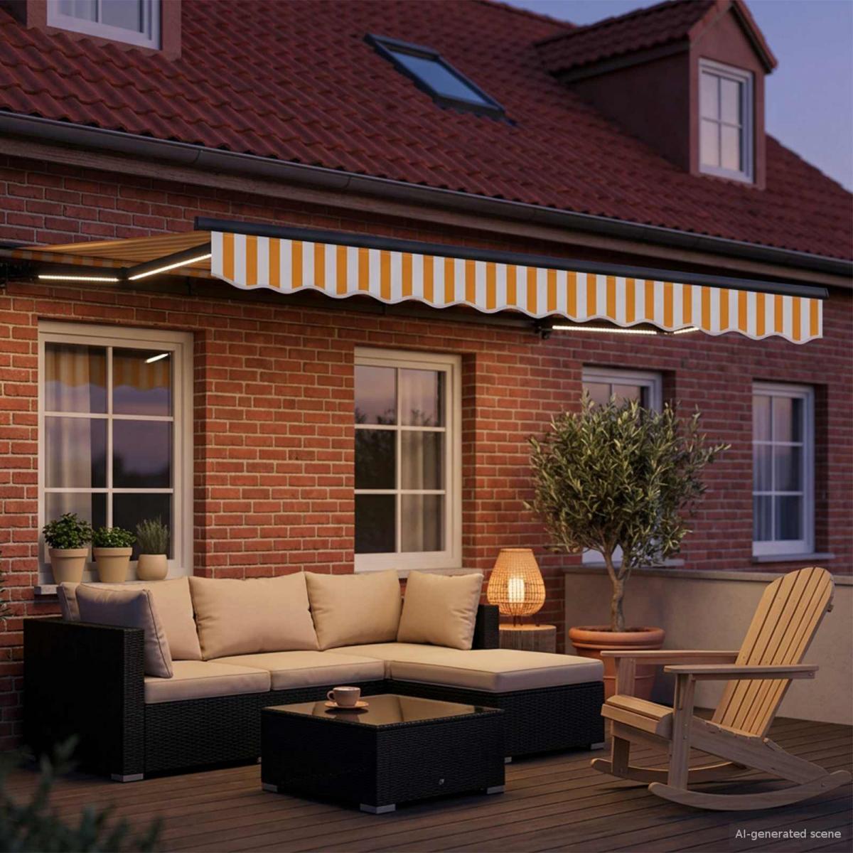Armazón de toldo manual con LEDs Gris claro y blanco. 3 x 2,5 m