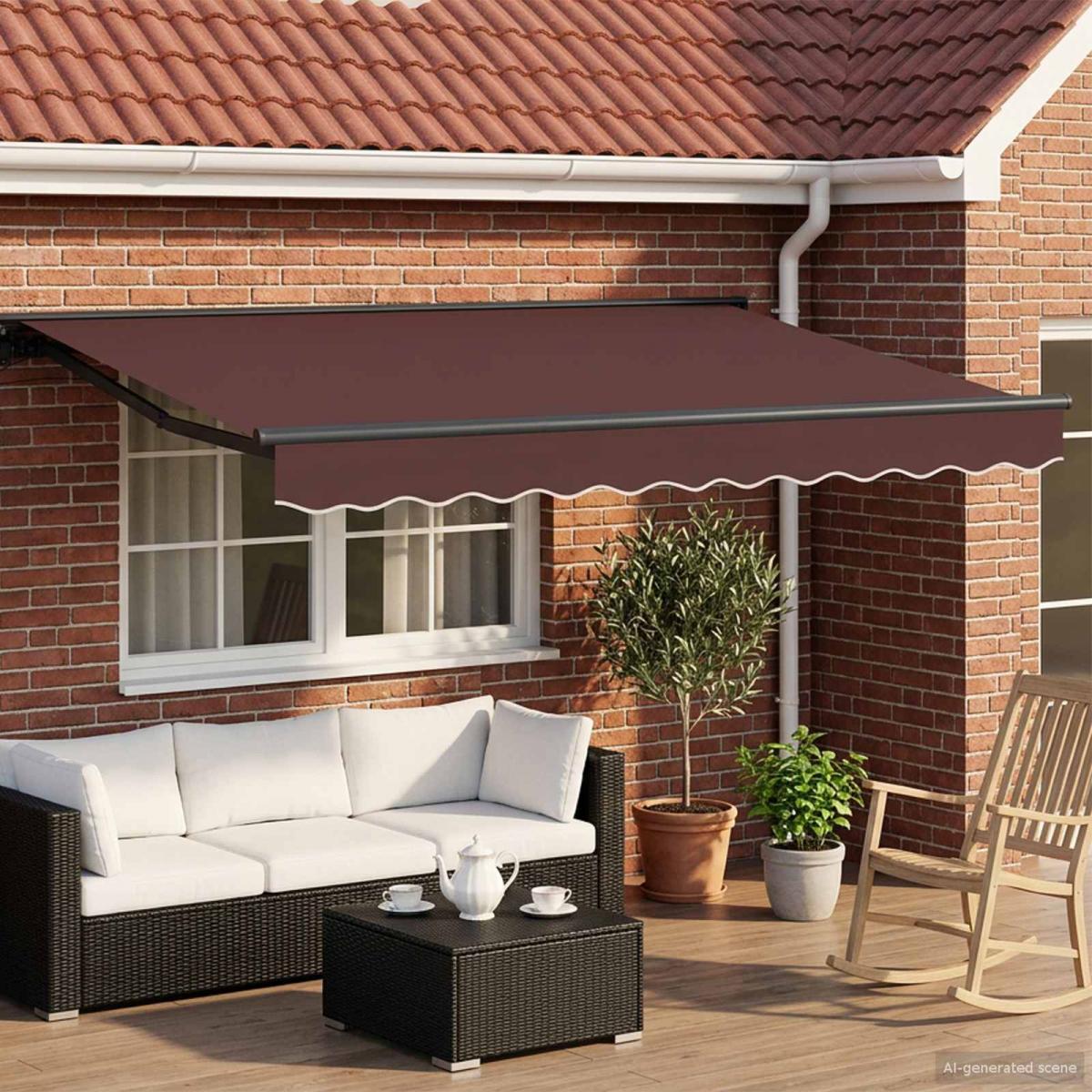 Armazón de toldo manual con LEDs Gris claro y blanco. 3 x 2,5 m