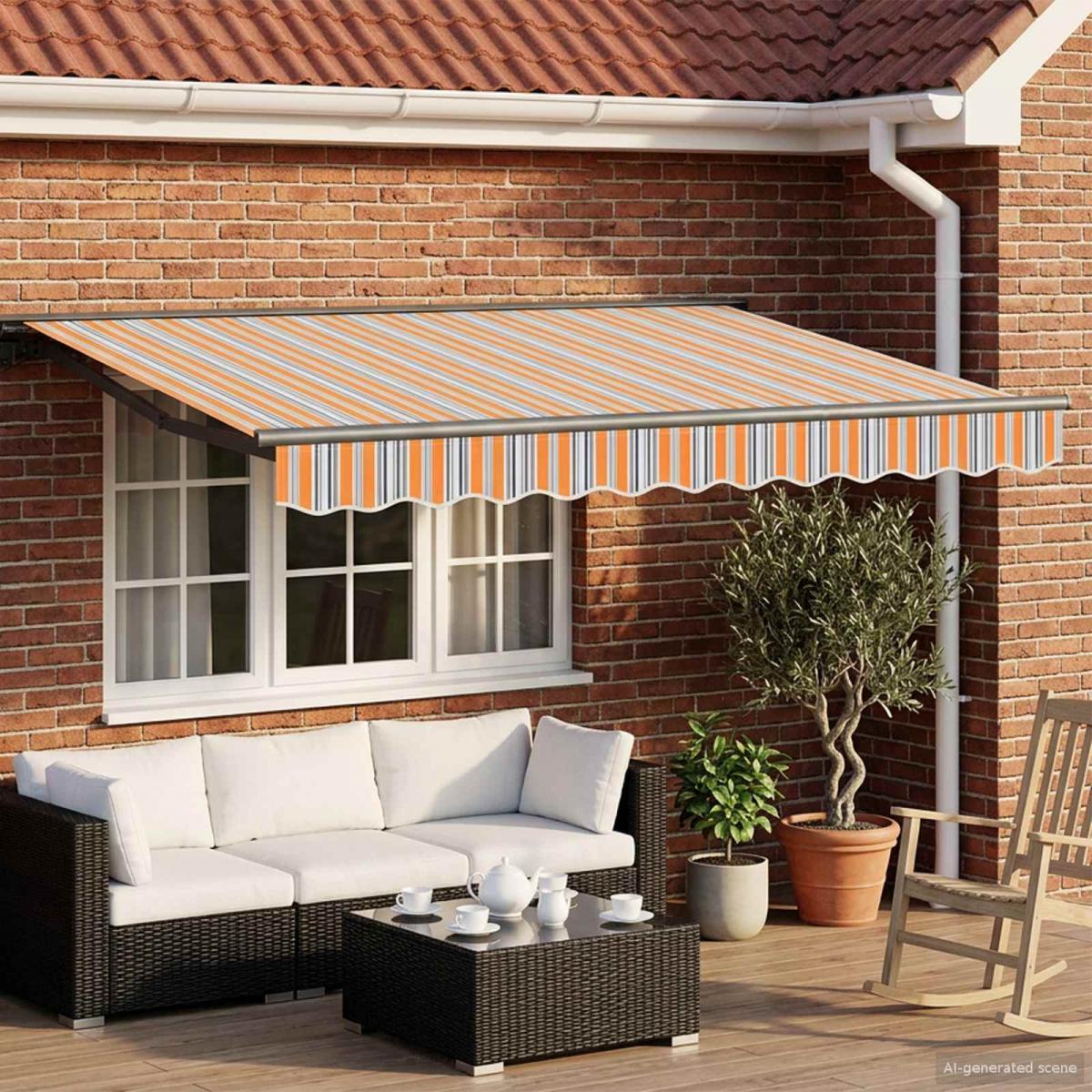 Armazón de toldo manual con LEDs Gris claro y blanco. 3 x 2,5 m