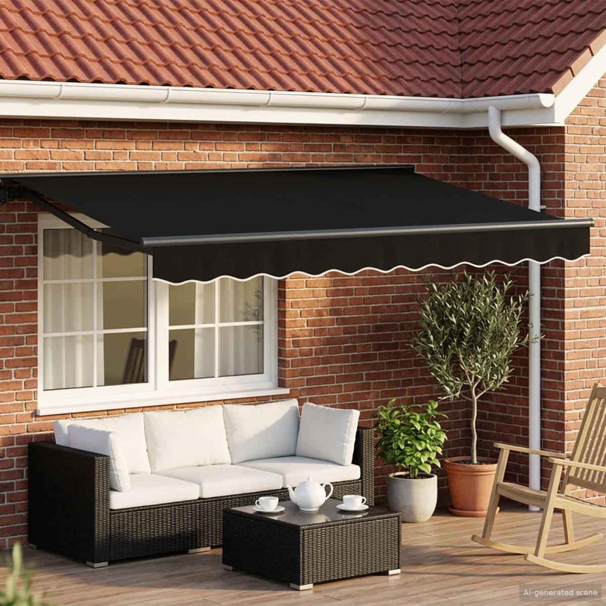 Armazón de toldo manual con LEDs Gris claro y blanco. 3 x 2,5 m