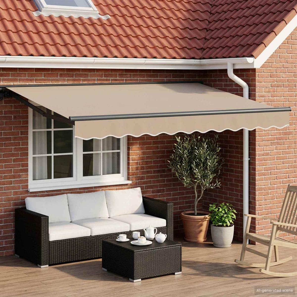 Armazón de toldo manual con LEDs Gris claro y blanco. 3 x 2,5 m