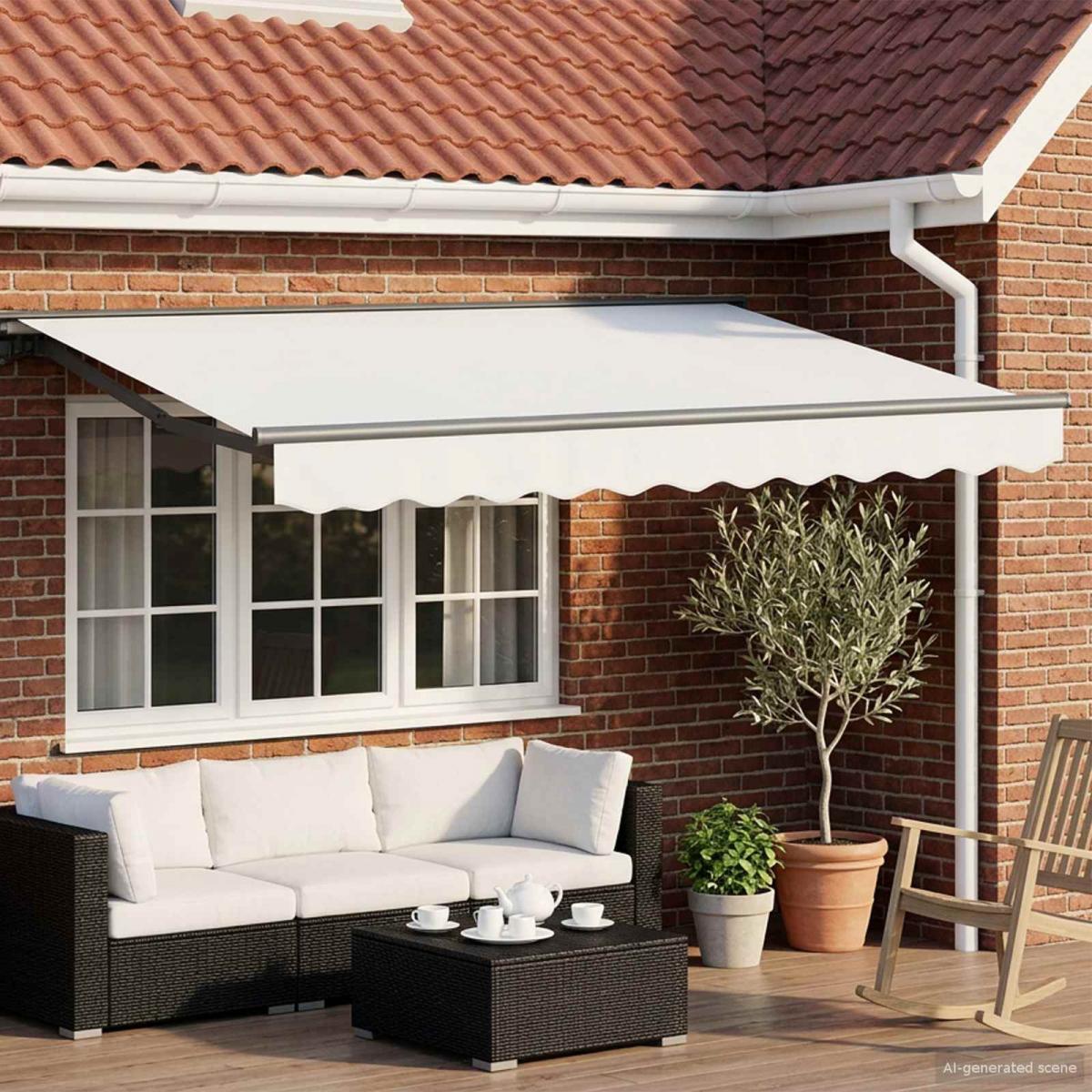 Armazón de toldo manual con LEDs Gris claro y blanco. 3 x 2,5 m