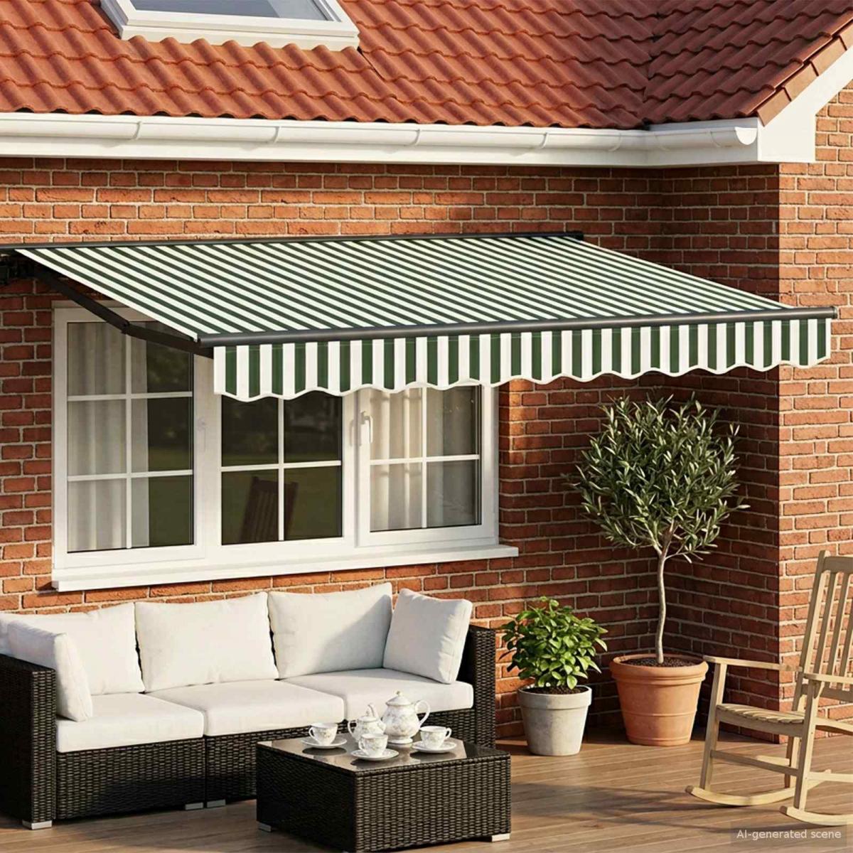 Armazón de toldo manual con LEDs Gris claro y blanco. 3 x 2,5 m