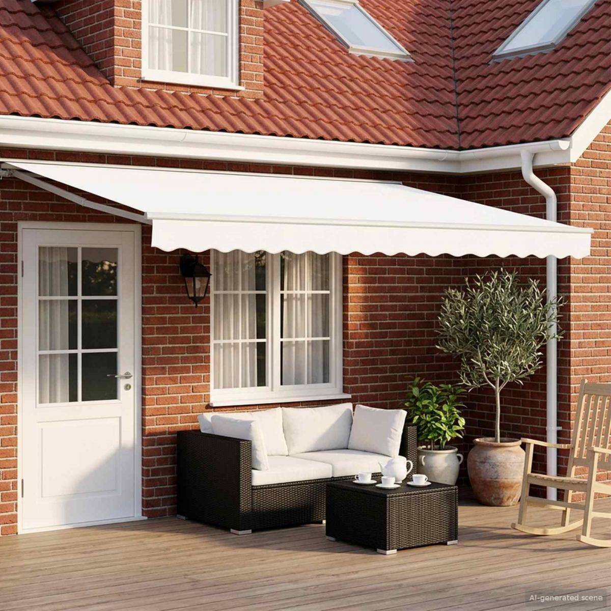Toldo Retráctil Eléctrico Naranja, Negro y Blanco 4 x 3,5 m