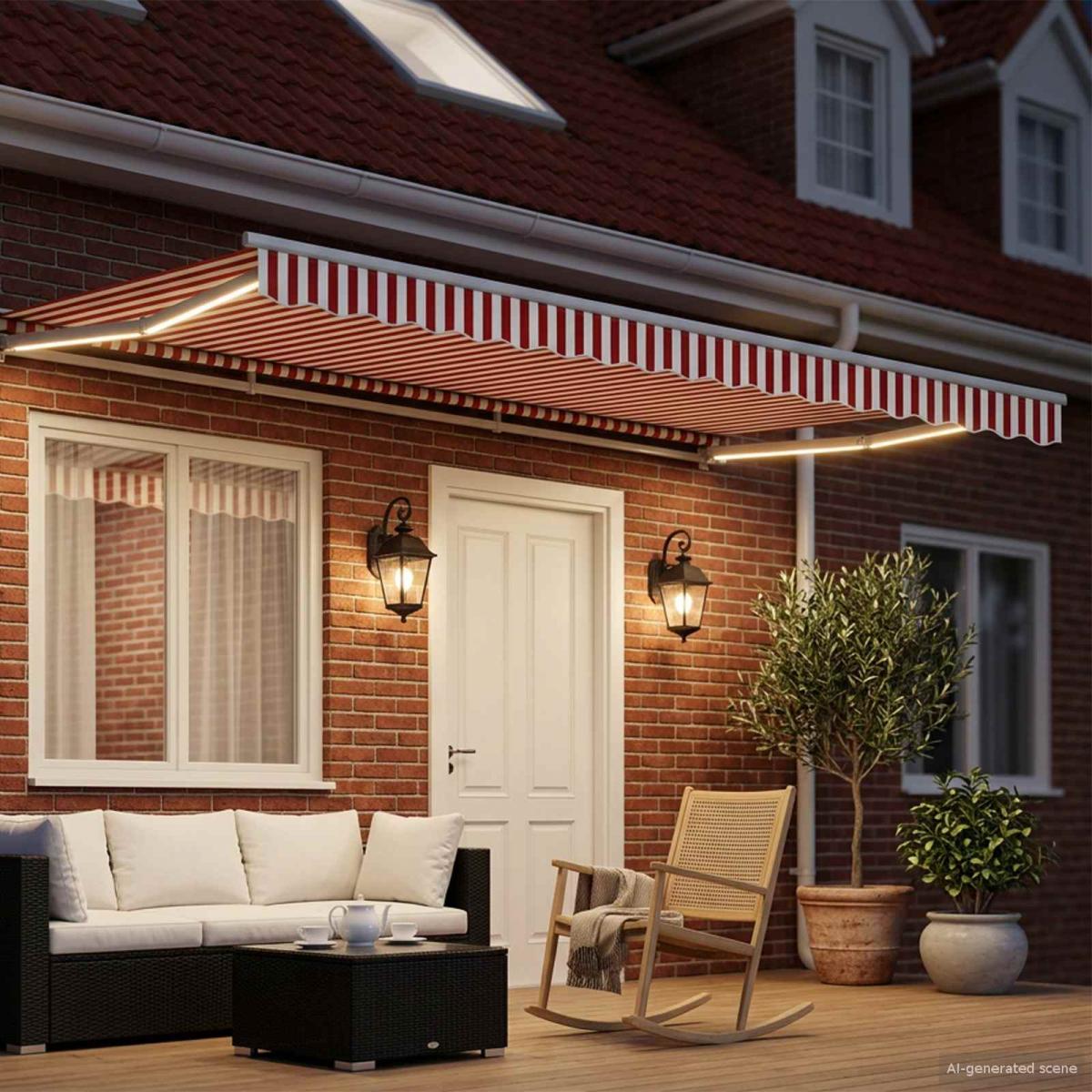 Toldo Retráctil Eléctrico Azul, Blanco, Antracita 4 x 3,5 m