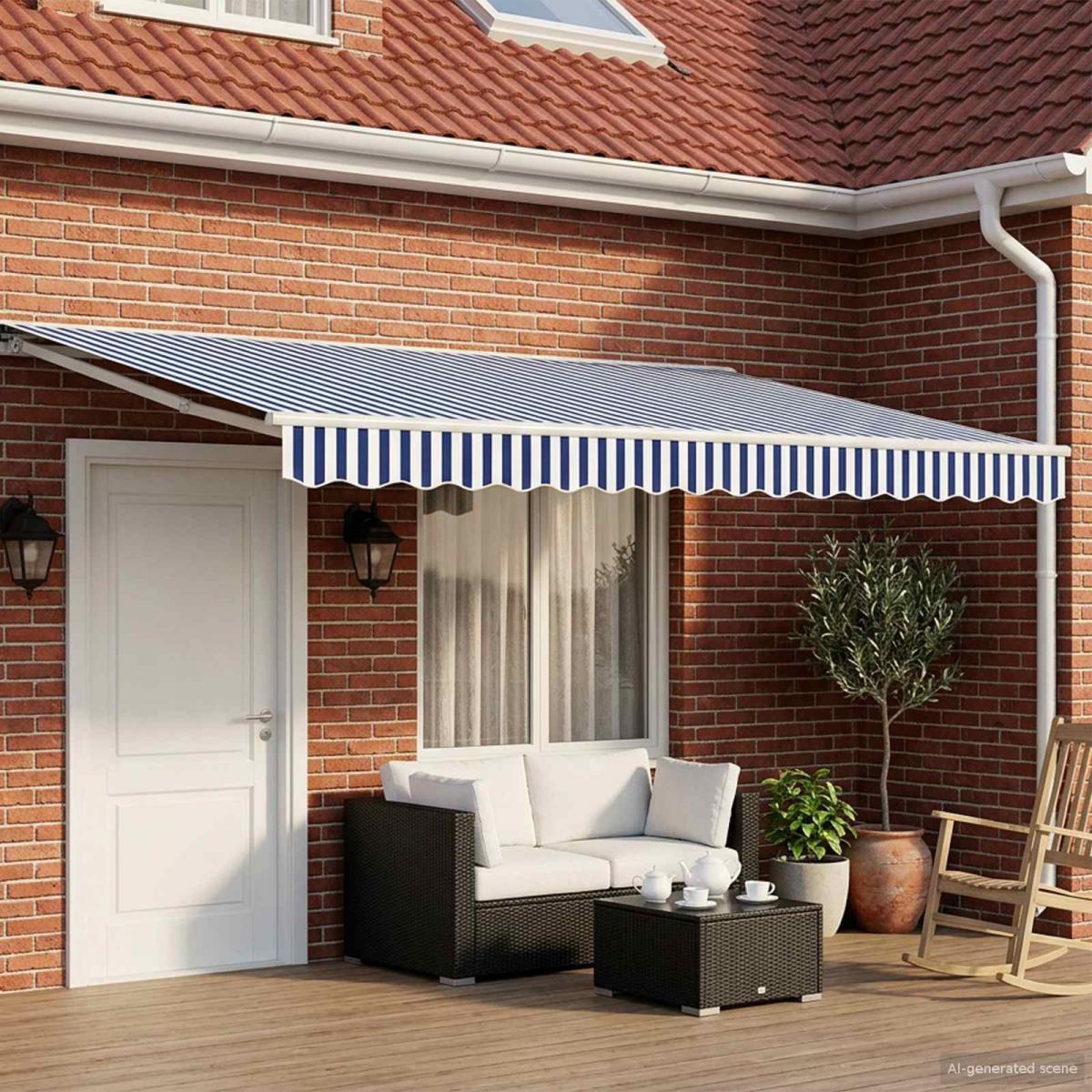 Toldo Retráctil Eléctrico Verde, Blanco, Antracita 5 x 3,5 m