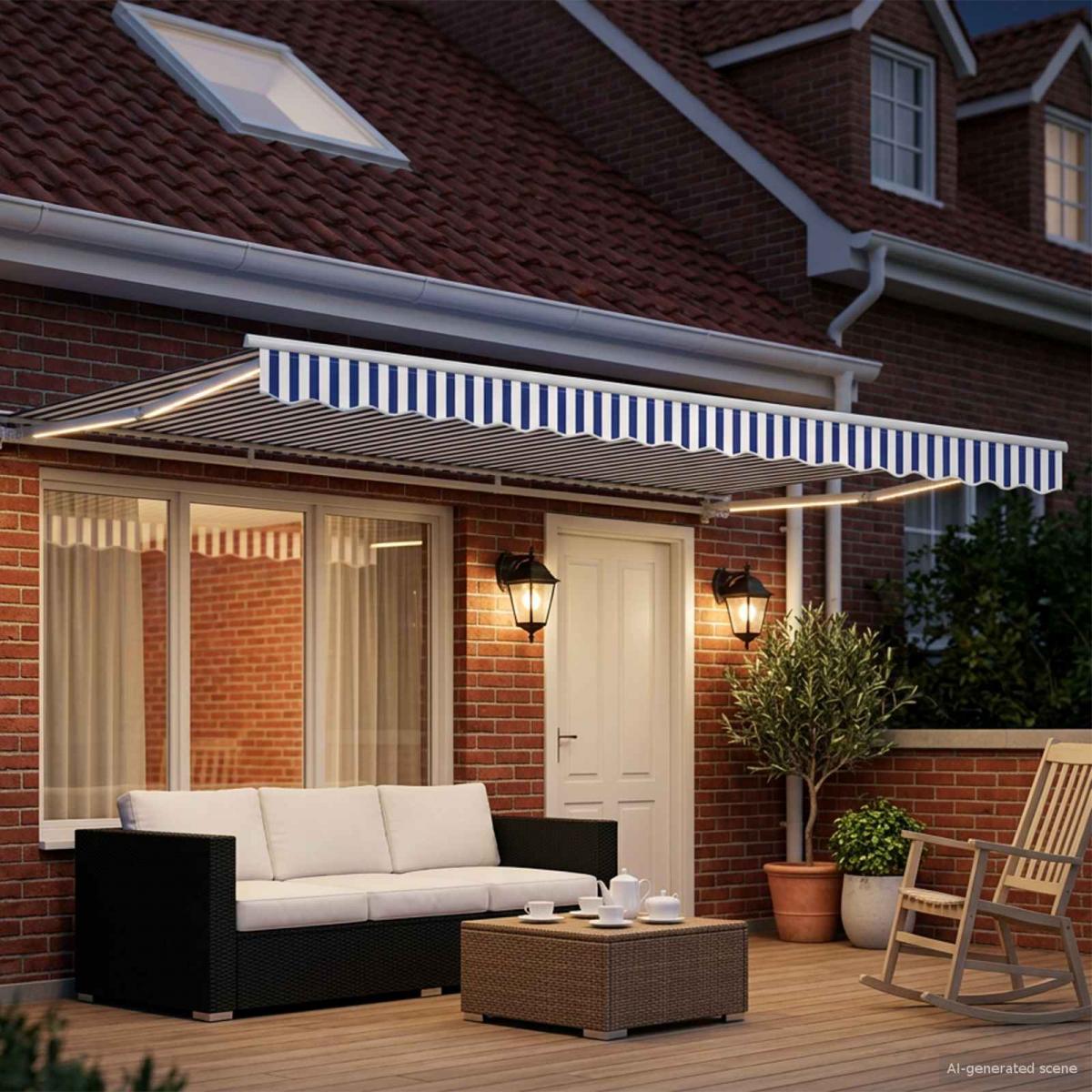 Toldo Retráctil Eléctrico Verde, Blanco, Antracita 5 x 3,5 m