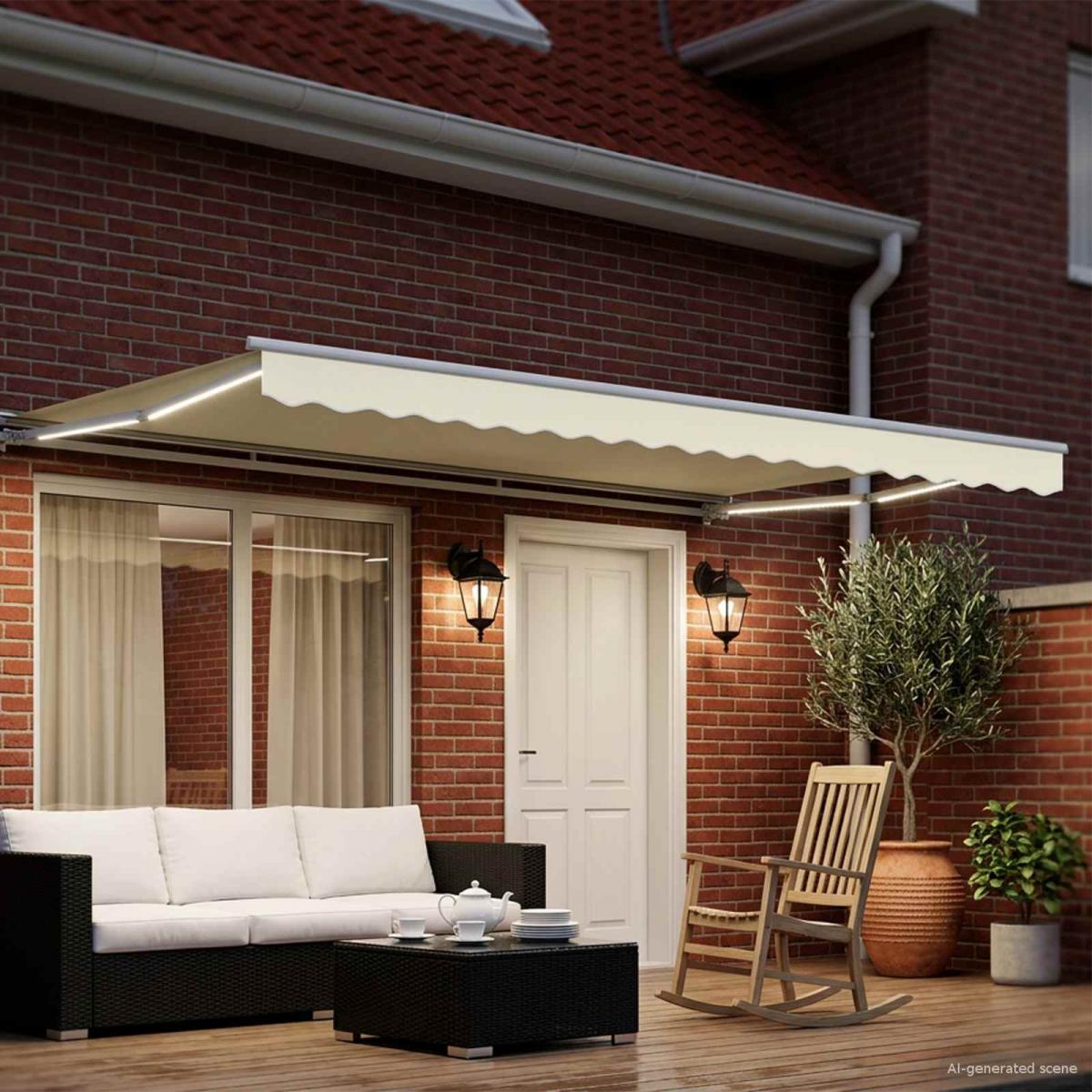Toldo Retráctil Eléctrico Verde, Blanco, Antracita 5 x 3,5 m
