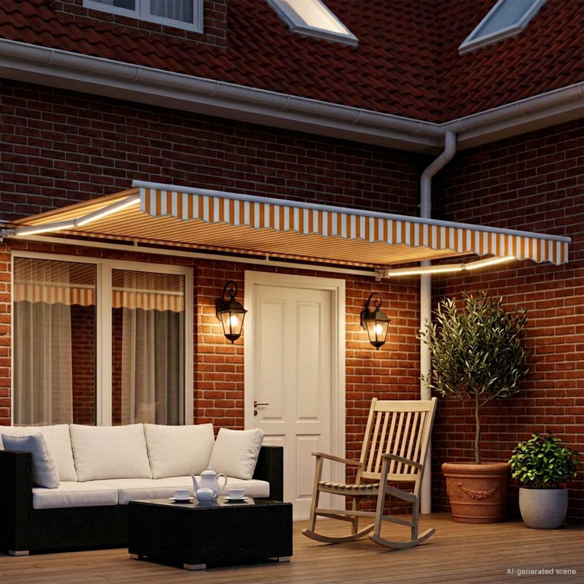 Toldo Retráctil Eléctrico Verde, Blanco, Antracita 5 x 3,5 m