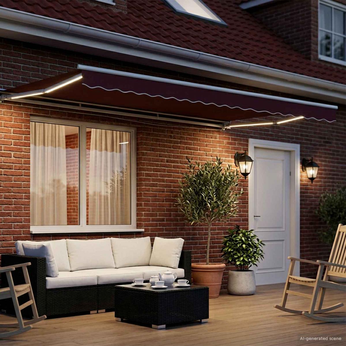 Toldo Retráctil Eléctrico Verde, Blanco, Antracita 5 x 3,5 m