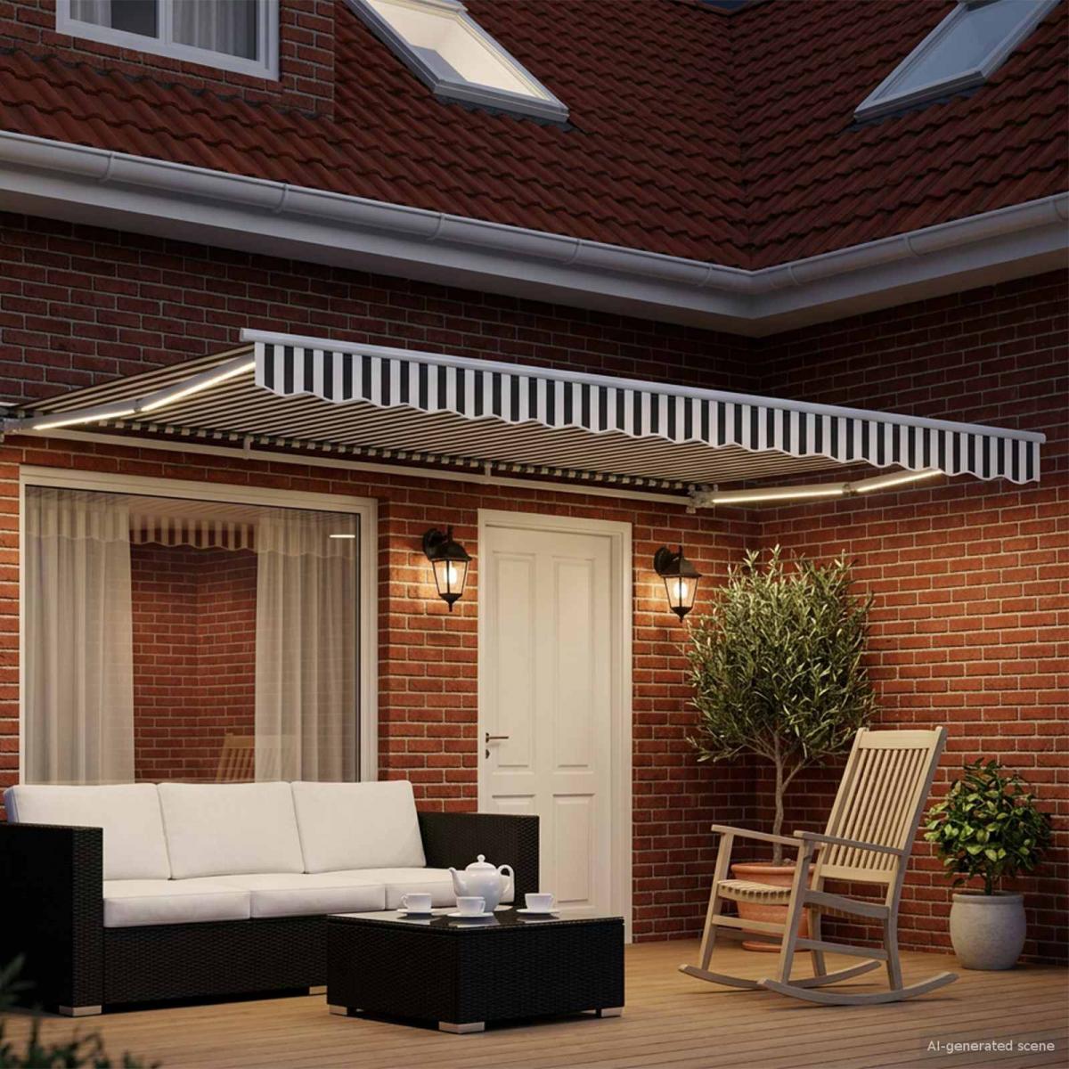 Toldo Retráctil Eléctrico Verde, Blanco, Antracita 5 x 3,5 m
