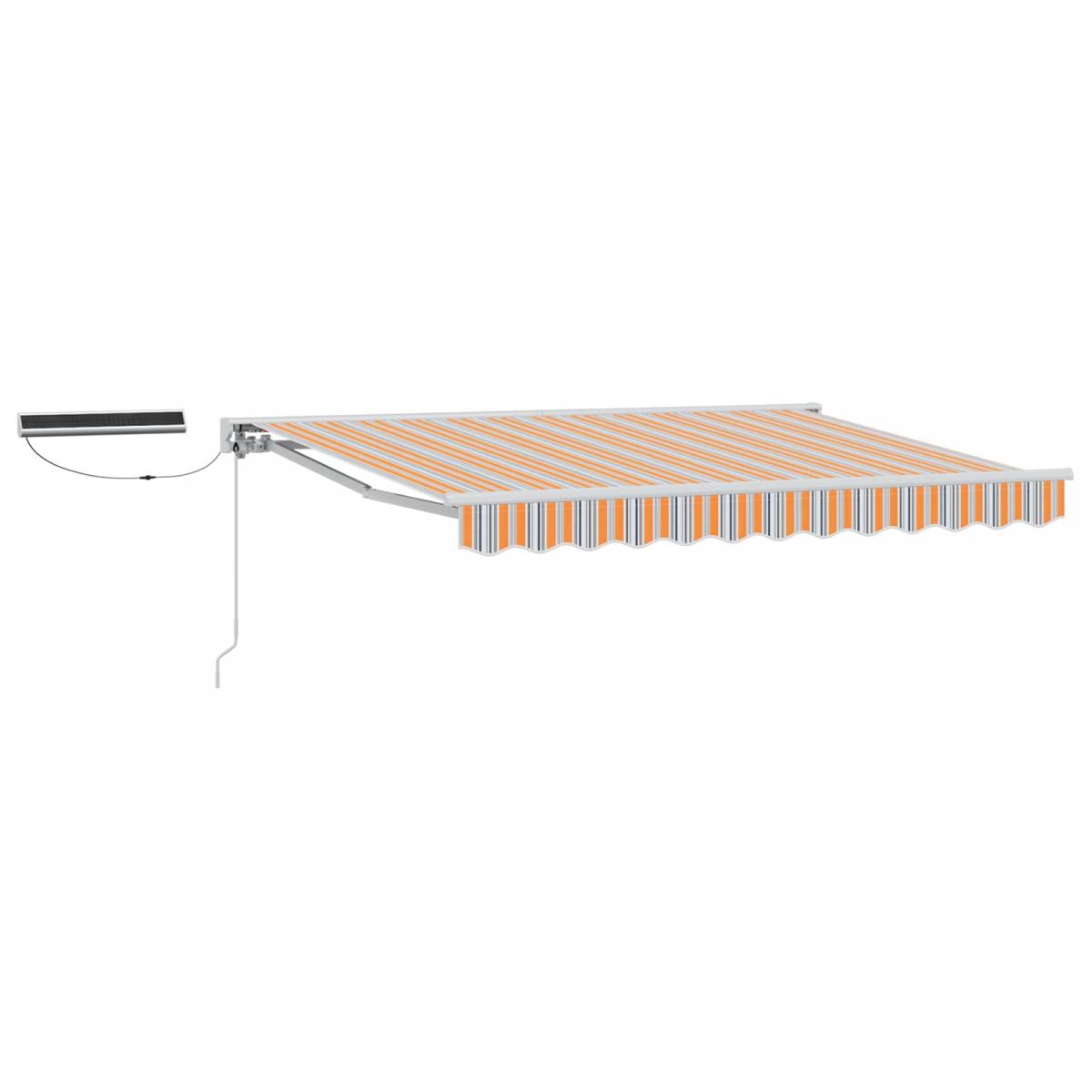 Toldo eléctrico solar Rayas naranjas y grises