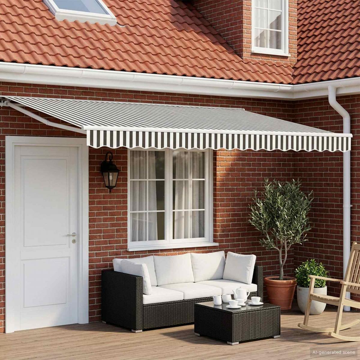 Toldo Retráctil Eléctrico Naranja, Negro y Blanco 4 x 3,5 m