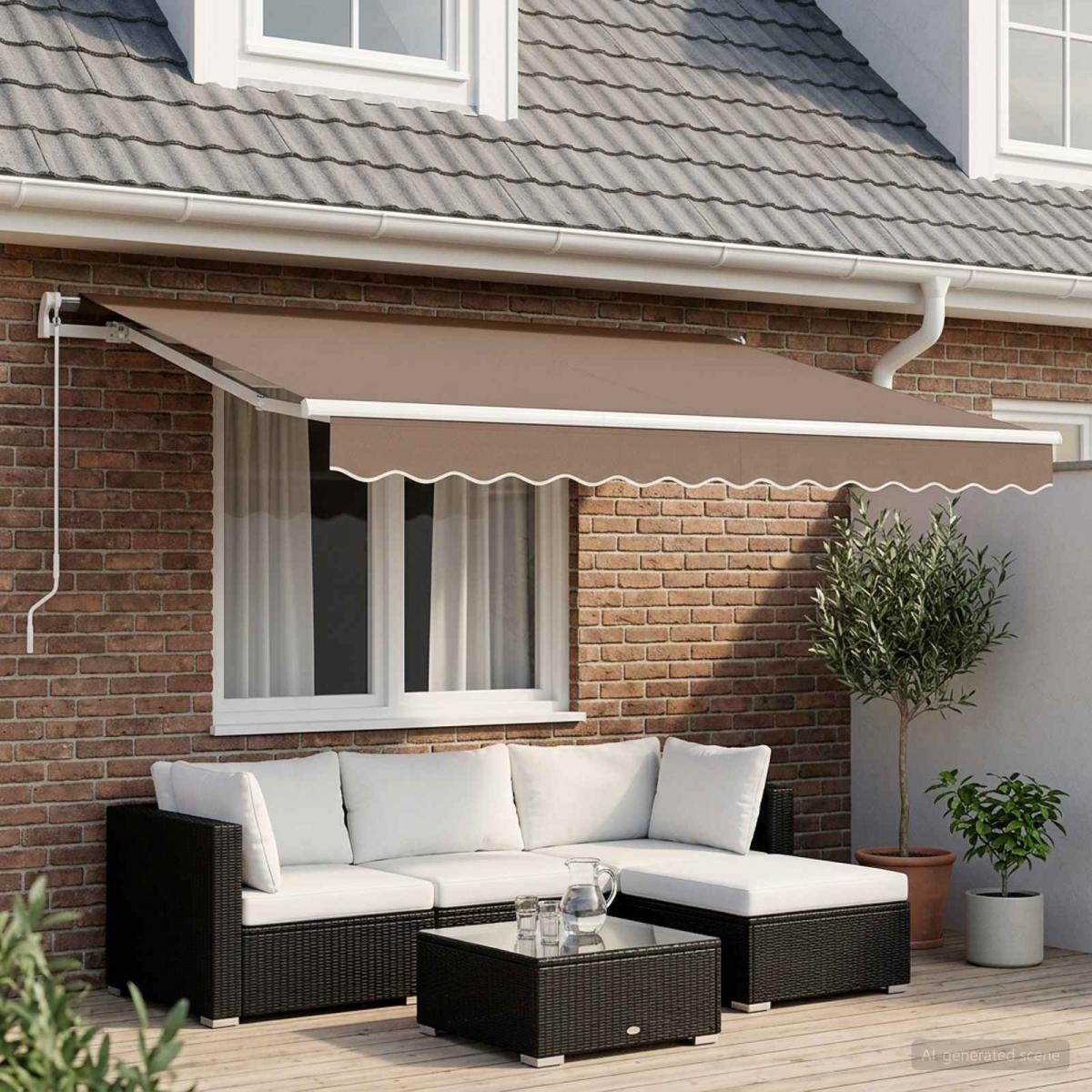 Toldo retráctil Blanco 400 x 350 x 165 cm Poliéster y Aluminio