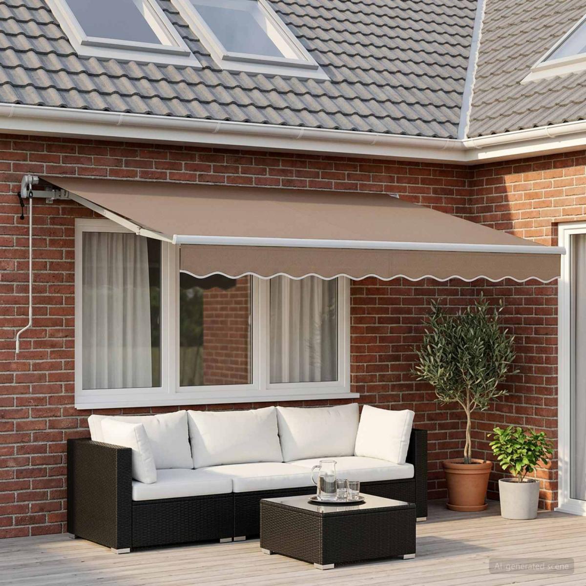 Toldo retráctil Amarillo y Naranja 300 x 250 cm Tela y Aluminio