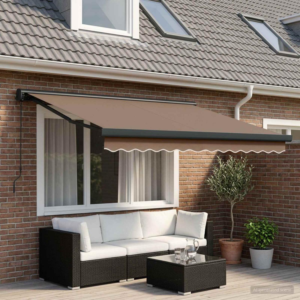 Toldo retráctil Verde y blanco 300 x 250 x 165 cm Tela y Metal