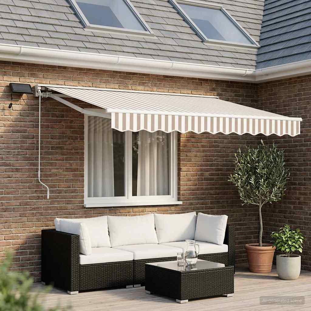 Armazón de toldo manual con LEDs Gris claro y blanco. 3 x 2,5 m