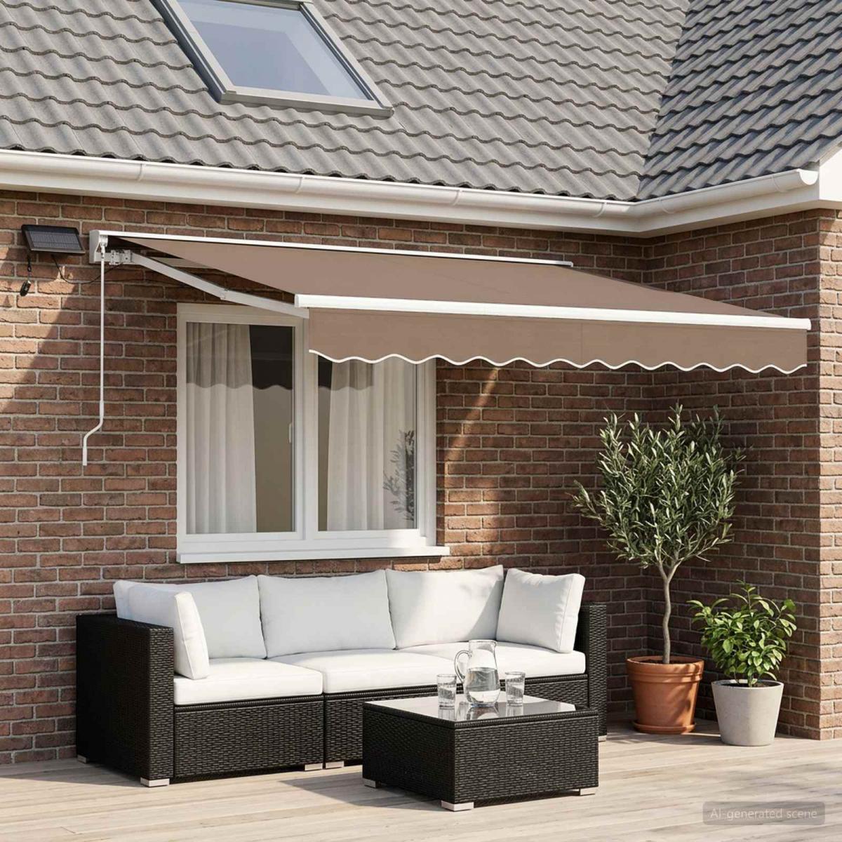 Armazón de toldo manual con LEDs Gris claro y blanco. 3 x 2,5 m
